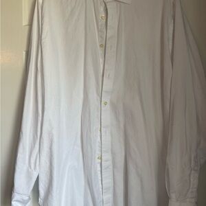 Thomas Dean White Men's Button-Up Dress Shirt